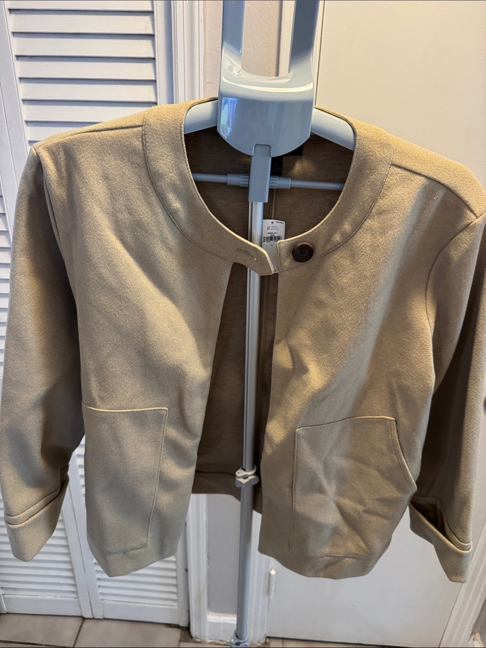 Banana Republic Cropped Collarless Jacket in Beige